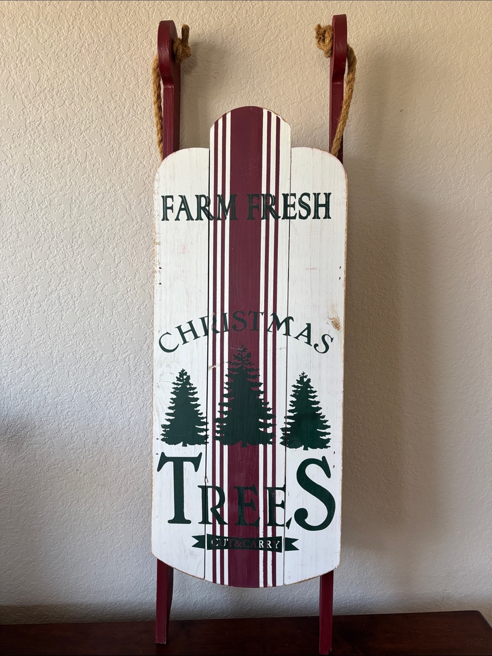 Farm Fresh Christmas Trees Rustic Decorative Wooden Sled
